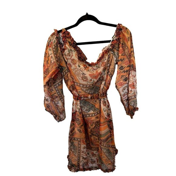 One Teaspoon Dress Orange Paisley One Shoulder Dress - Picture 12 of 15